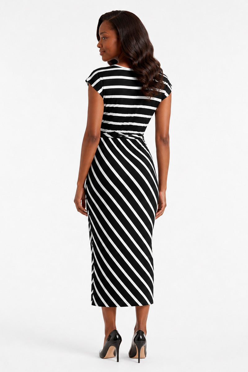 Phoebe | Striped Jersey Midi Dress