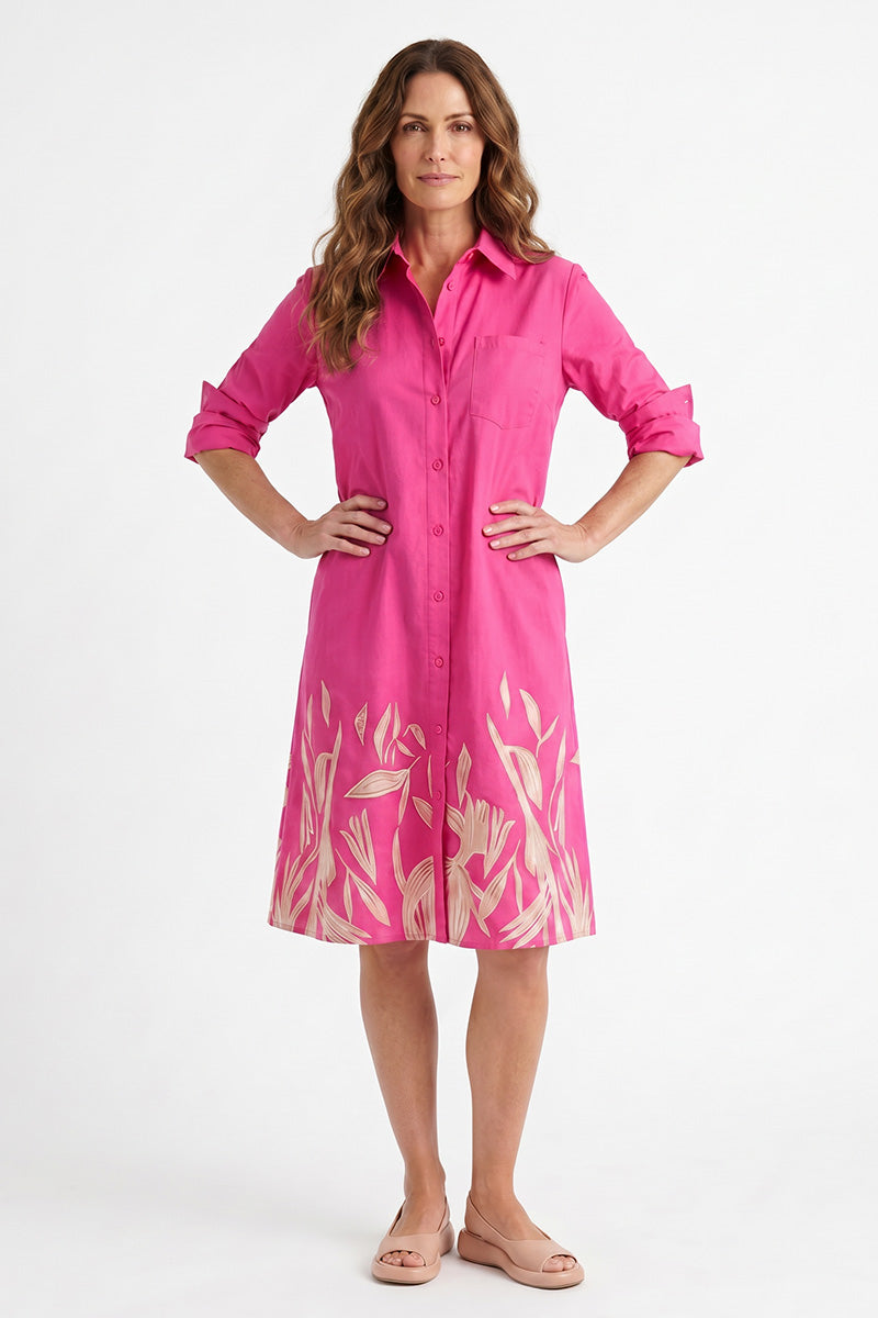 Loretta | Raspberry Shirt Dress