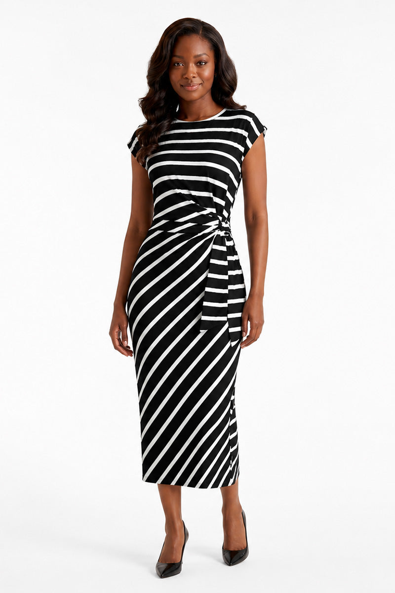 Phoebe | Striped Jersey Midi Dress